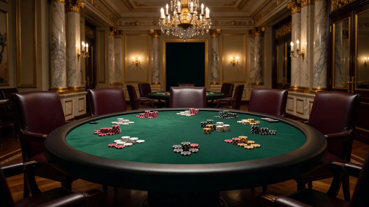 Gaming table with chips inside the Casino de Monte-Carlo private salon